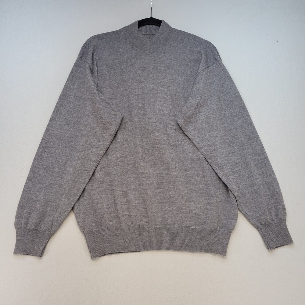 Unbranded Mock Neck Sweater Mens M‎ Gray Merino Wool Blend Made in Italy
